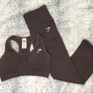 Like New Gymshark Vital Rise Seamless Leggings. Cherry Brown Marl (Size Large)